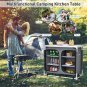 Camping Table with Storage, Aluminum Portable Camp Kitchen Cabinet Table with Ca