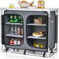 Camping Table with Storage, Aluminum Portable Camp Kitchen Cabinet Table with Ca