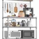 Kitchen Bakers Rack, NSF Certified 4-Tier Microwave Stand with Wheels 20 S-Hooks