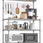 Kitchen Bakers Rack, NSF Certified 4-Tier Microwave Stand with Wheels 20 S-Hooks