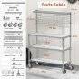 Kitchen Bakers Rack, NSF Certified 4-Tier Microwave Stand with Wheels 20 S-Hooks