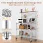 Kitchen Bakers Rack, NSF Certified 4-Tier Microwave Stand with Wheels 20 S-Hooks