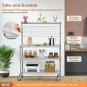 Kitchen Bakers Rack, NSF Certified 4-Tier Microwave Stand with Wheels 20 S-Hooks