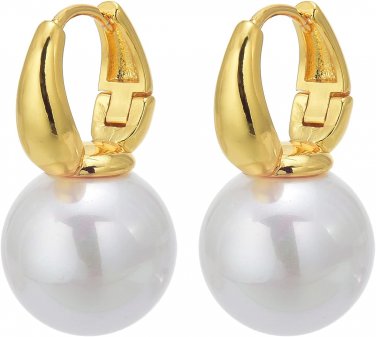 Pearl Drop Earrings, 14Mm Elegant Big Pearl Earrings for Women, 925 Sterling Sil