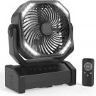 20000Mah Camping Fan with LED Light, Auto-Oscillating Desk Fan with Remote & Hoo