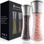 Fillable Stainless Steel Grinder Set, Adjustable Coarseness Salt and Pepper Grin