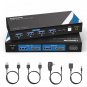 4K@60Hz KVM Switch HDMI 2 Port, KVM Switch for 2Pcs Share One HD Monitor 4 USB 3