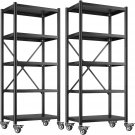 5-Tier Storage Shelves for Storage Heavy Duty Shelving Unit with Wheels Metal Sh