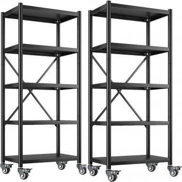 5-Tier Storage Shelves for Storage Heavy Duty Shelving Unit with Wheels Metal Sh