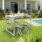 Folding Picnic Table with 4 Stools, Aluminum Table Chair Set for up to 4 Persons