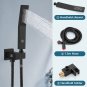 Rain Shower System Matte Black Tub Shower Faucet Set 8 Inch Square Rainfall Show