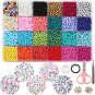 7200Pcs 4Mm Glass Seed Beads for Bracelets Making Kit 300Pcs Alphabet Letter Bea