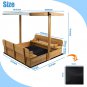 Wooden Sandbox with Cover, Sand Boxes for Kids Outdoor with Lid, Sandbox with 2