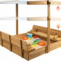 Wooden Sandbox with Cover, Sand Boxes for Kids Outdoor with Lid, Sandbox with 2