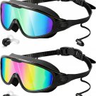 Swim Goggles 2 Pack, Wide View anti Fog&Uv Swimming Goggles for Audlt, No Leakin