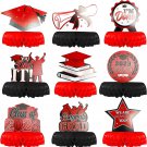 9 Pcs 2023 Graduation Table Decorations Paper Fan Honeycomb Ball Graduation Part
