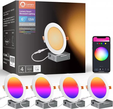 Smart Recessed Lighting 6 Inch Canless LED Recessed Lights 13W 1100Lm Color Chan