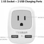 European Travel Plug Adapter 2 Pack, International Power Outlet Adaptor with 2