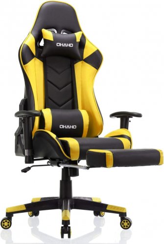 Gaming Chair Racing Style Office Chair Adjustable Massage Lumbar Cushion Swivel