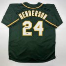 Facsimile Autographed Rickey Henderson Oakland Green Reprint Laser Auto Baseball