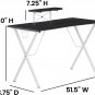 Black/White Gaming Desk-Cup Holder, Headphone Hook, Monitor Stand