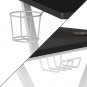 Black/White Gaming Desk-Cup Holder, Headphone Hook, Monitor Stand
