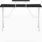 Black/White Gaming Desk-Cup Holder, Headphone Hook, Monitor Stand