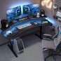 Gaming Desk with LED Lights, 63" Wing-Shaped Computer Desk with RGB Mouse Pad, P