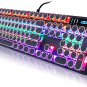 Typewriter Style Mechanical Gaming Keyboard, Black Retro Punk Gaming Keyboard wi