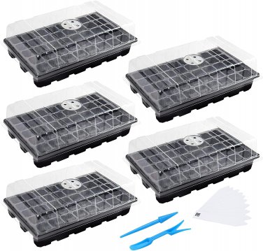 Seedling Trays Seed Starter Tray, 5-Pack Mini Propagator Plant Grow Kit Greenhou