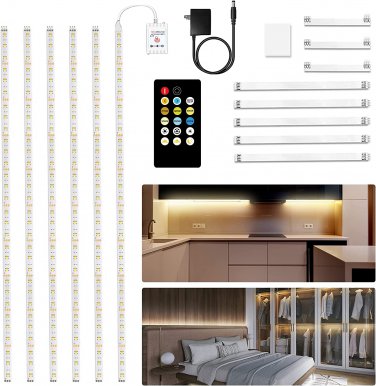 under Cabinet Lights, 6 PCS Dimmable under Cabinet Lighting with Remote, LED Str