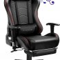 Gaming Chair with Footrest, Bluetooth Speakers Ergonomic Carbon Fiber Leather Hi