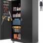 Metal Storage Cabinet - Upgraded Tall & Wide Lockable Garage Cabinet with Pegboa