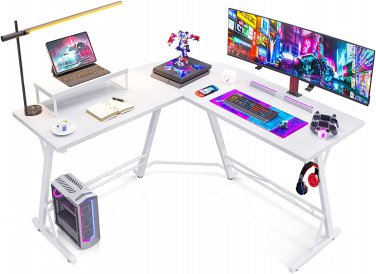 Gaming Desk L Shaped Computer Desk, Corner Desk for Home Office with Monitor Sta