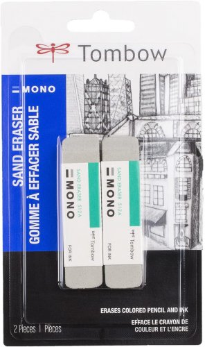 Tombow 67304 Mono Sand Eraser, 2-Pack. Silica Eraser Designed to Remove Colored
