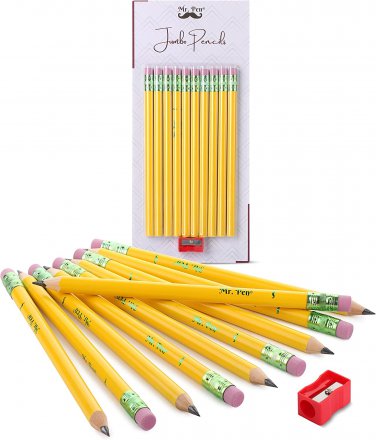 - Jumbo Pencils, 10 Pencils and 1 Sharpener, Big Pencil, Fat Pencils, Jumbo Penc