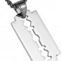 Mens Stainless Steel Razor Blade Model Dog Tag Pendant Hip Hop Necklace,22+2" Ch