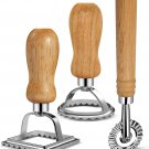 Ravioli Pasta Cutter Set (Set of 3), Ravioli Stamp Maker with Wooden Handle for