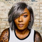 Grey Wig for Women Black Grey Wig Gray Hair Wig Brazilian Virgin Straight Short