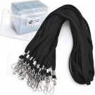 Name Tags Lanyard Badge Holder Pairs (Set of 50, Black): Woven round Lanyard & H