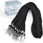 Name Tags Lanyard Badge Holder Pairs (Set of 50, Black): Woven round Lanyard & H