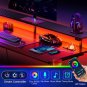 Gaming Desk with LED Lights & Power Outlets, 55" Computer Desk with Monitor Shel