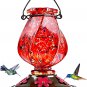 Hummingbird Feeder, 18058R Hand Blown Glass Hummingbird Feeders for Outdoors Han