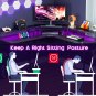 L Shaped Gaming Desk with LED Lights & Power Outlets, 51" Computer Desk with Ful