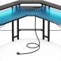 L Shaped Gaming Desk with LED Lights & Power Outlets, 51" Computer Desk with Ful