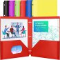 Pocket Folders 2 Pocket Folders 3 Hole Punch- (6 Pack, Assorted Colors) Plastic