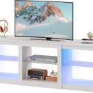 TV Stand with LED Lights for Tvs up to 65 Inch, Entertainment Center with Glass
