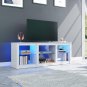 TV Stand with LED Lights for Tvs up to 65 Inch, Entertainment Center with Glass