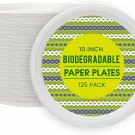 Paper Plates 10 Inch [125 Count], 100% Compostable Disposable Plates Heavy Duty,