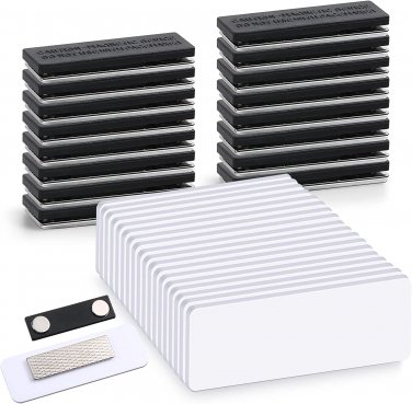 50 Packs Magnetic Name Tags Blank DIY Name Tag Badge Holders with Magnetic Backi